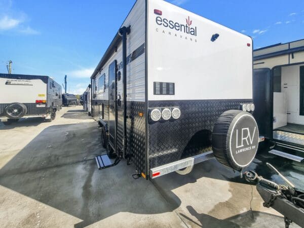 990<br><br><strong>2025 ESSENTIAL CARAVANS MY24 RANGER SEMI OFF-ROAD DESIGN 7 - 21'6 CLUB LOUNGE</strong><br><strong></strong><br><strong>WEIGHTS & MEASUREMENTS</strong><br>Tare: 2525 Kg<br>GTM: 2976 Kg<br>ATM: 3175 Kg<br>Ball: 199 Kg<br>Payload: 650 Kg<br><strong></strong><br><strong>CUSTOMER ADDED EXTRAS</strong><br>- Bike Rack To Toolbox<br>- Anti Sway Control<br>- RV Guard Ceramic Protection<br><strong></strong><br><strong>CHASSIS</strong><br>- A/Frame Extended 450mm <br>- TB07-JC Toolbox<br>- 2 Chassis Raiser<br>- Spare Wheel Under Mount<br>- Drop Down Stabilizer Stands<br>- Water Tank Stoneguards<br>- Titan Independent Suspension<br>- 235/75 R15 All Terrain Tyres<br>- Galvanized Wheel Arches<br>- 6 A-Frame Return to Spring Hangers<br>- A-Frame Tap & Gas Regulator <br>- 10 Electric Brakes to All Wheels<br>- Break Away System<br>- Heavy Duty 2 Arm Bumper <br>- 4 Heavy Duty Chassis<br>- DO35 Coupling<br>- Lockable Coupling with Twin Safety Chains<br>- Wind Up Jack<br>- 8 Jockey Wheel<br>- Batteries Mounted on Chassis<br><strong></strong><br><strong>PLUMBING</strong><br>- 95L Grey Water Tank Inc Shut-off Valve<br>- 2* 95L Water Tanks<br>- A-Frame Mains Pressure Tap<br>- China Vanity to Ensuite<br>- Compressor Fridge171l (Freucamp)<br>- External Gas Bayonet at Front Boot Door Side<br>- Dual 9Kg Gas Bottles with Changeover Regulator<br>- Gas/Electric Hot Water System<br>- Large Deep Bowl Stainless Kitchen Sink with Drain<br>- 2*Lockable Water Tank Inlet<br>- Mains Pressure Water Inlet<br>- 12V Water Pump<br>- Twin water level gauges<br>- Flick Mixer Taps<br>- Plastic Bowl Toilet<br>- Wastewater Outlet<br><strong></strong><br><strong>ELECTRICAL</strong><br>- Mini Grill with 3 Burner Gas & 1 240V Element with Microwave underneath<br>- 12V/USB Socket & TV Point at Outside Table<br>- 240V 15AMP Inlet & 240V 10AMP Outlet<br>- 240V/USB Double Power Points